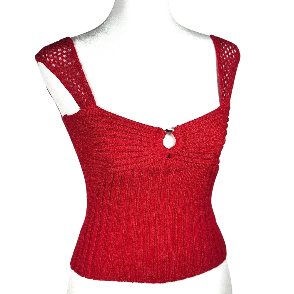 Vintage 90s Whimsigoth Knitted Tank, By Annex, Red, Size Small